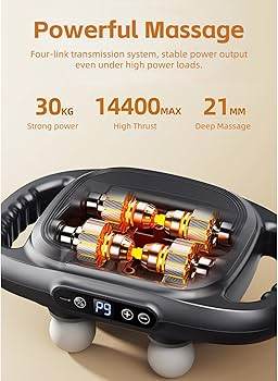 Deep Tissue Massage Gun 6 Heads Massager with 20 Levels 6 Massage Modes for Back Neck Leg Full Body Muscle Pain Relief Massager