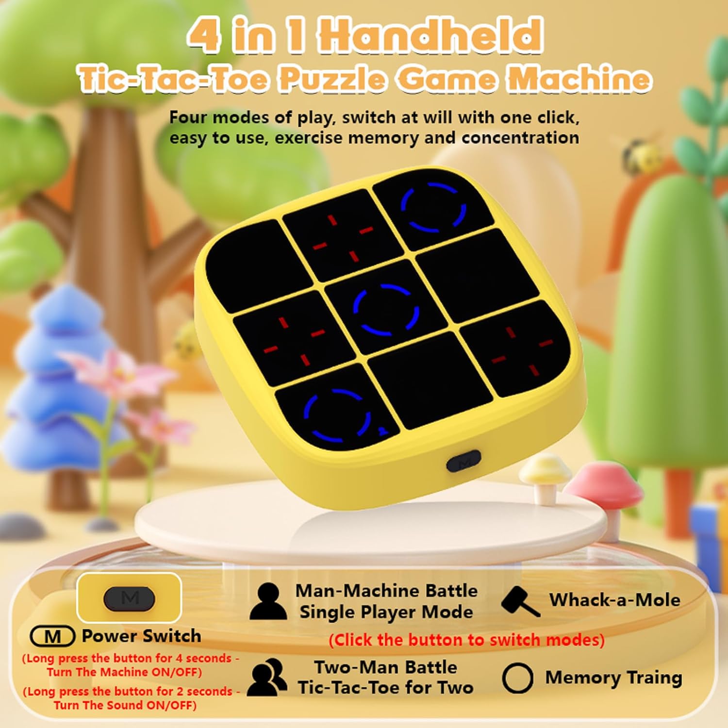 Electronic Tic Tac Toe Handheld Game Console – Fun & Safe Puzzle Toy for Kids | Portable Brain Game for Ages 4+