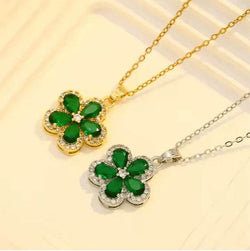 Emerald Zircon Flower Pendant Set